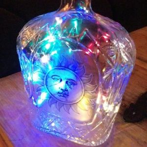 Moon Sun Decorated Glass Bottle Light